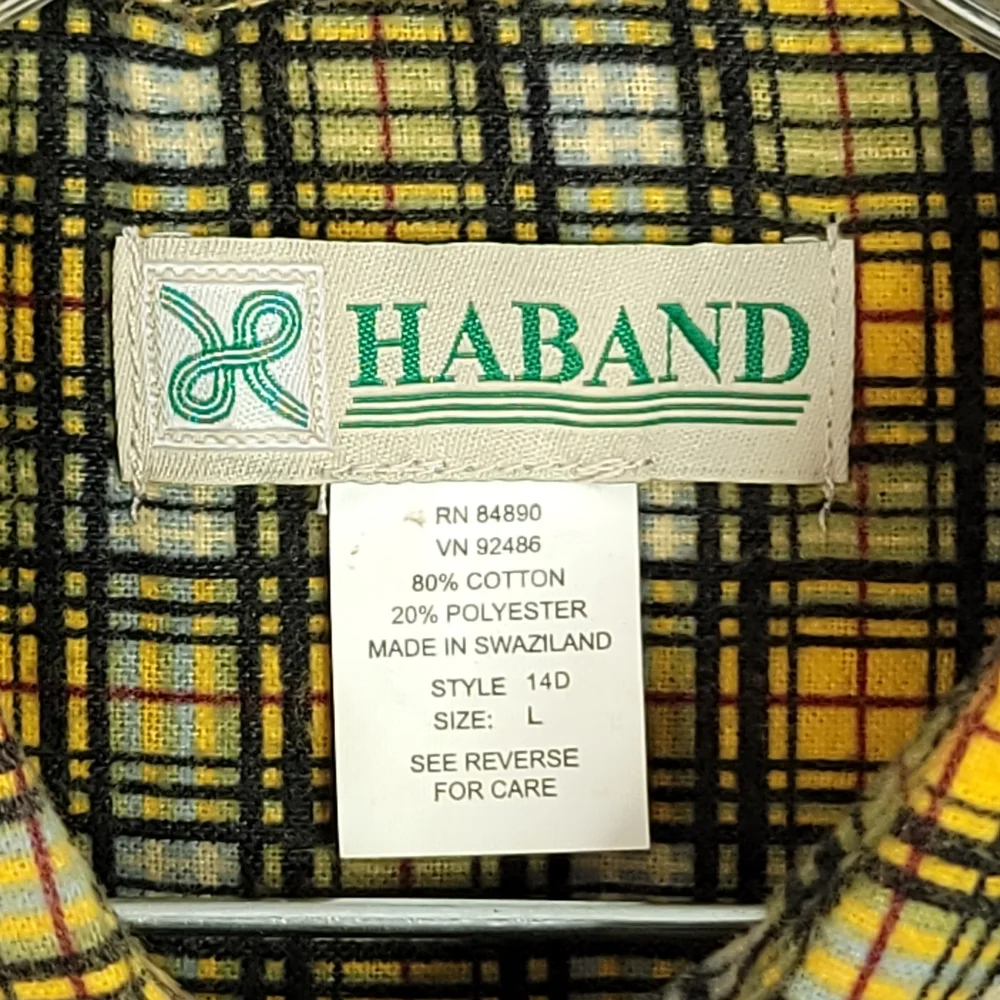 Haband Vintage 80's Pearl Snap Long Sleeve Shirt Made in Switzerland Men's L